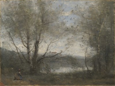 Un estanque visto a través de los árboles, c.1855-65 de Jean Baptiste Camille Corot